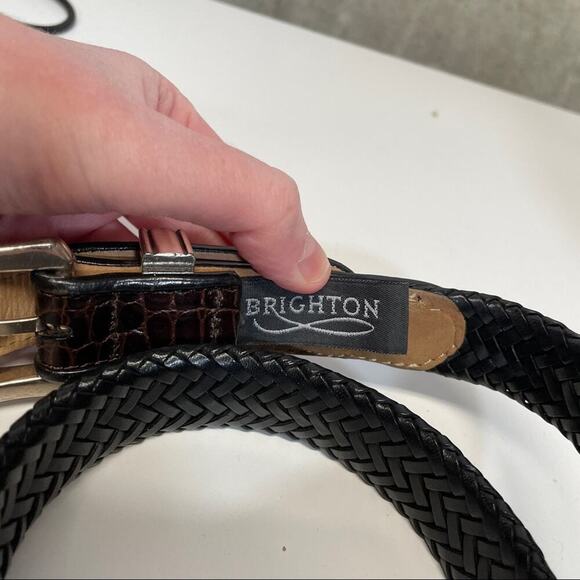 Brighton Black Snakeskin Print Silver Belt Size M/L 32 - Picture 6 of 7